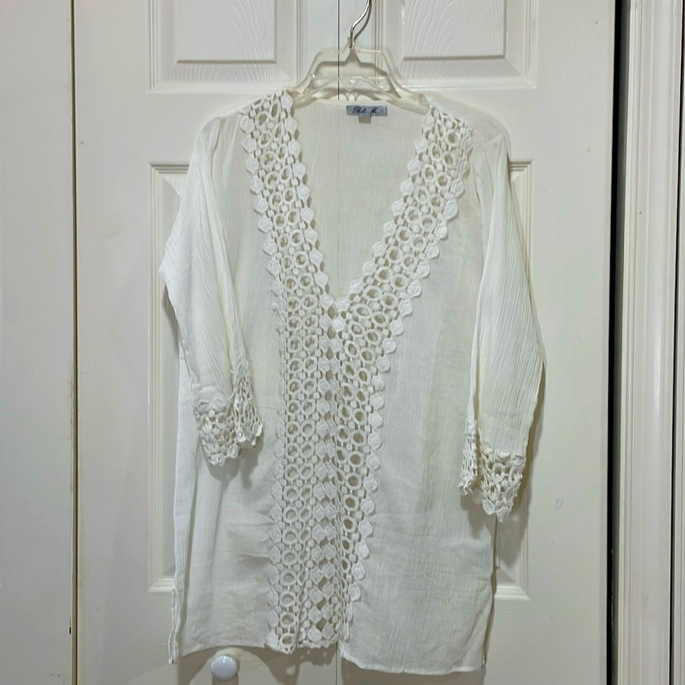 White bojo gauze beach cover up